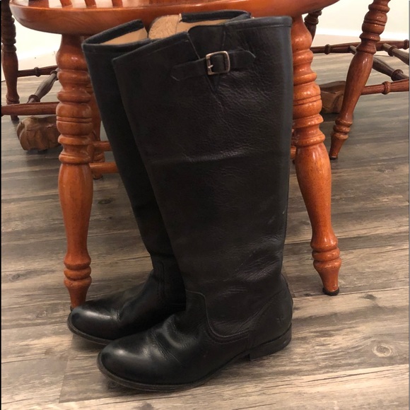 Frye Black Leather Riding Boots